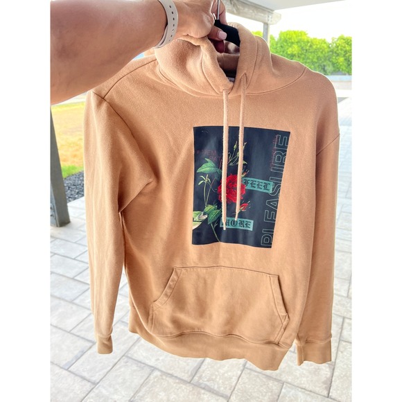 H&M Divided Other - HM Divided Streetwear Rose Graphic Hoodie Tan Feel More Pleasure Sweatshirt